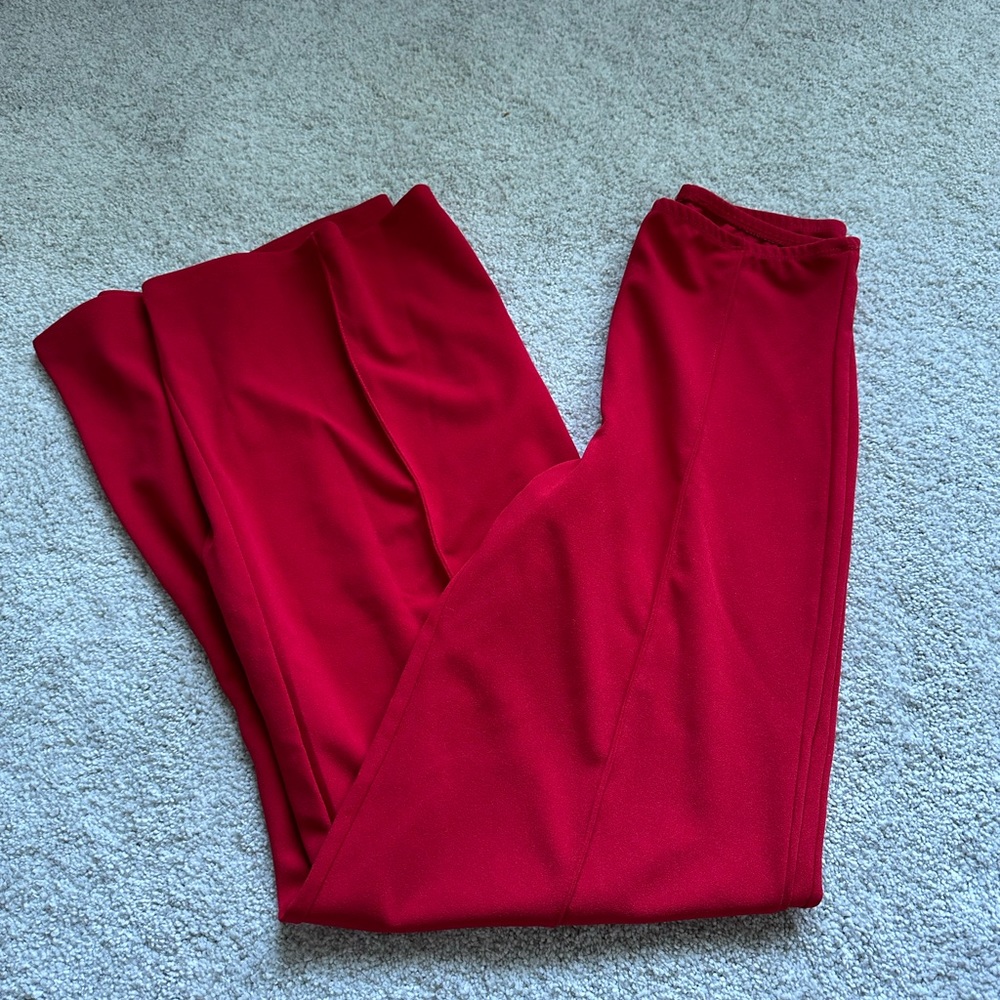Red straight leg pants